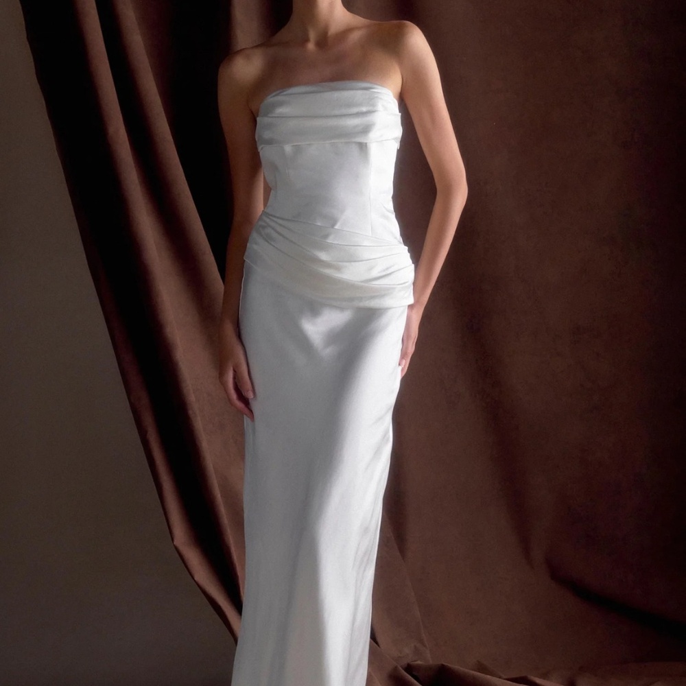 Meshki Jasmine Strapless Satin Dress